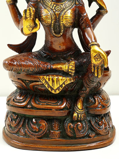 Brassaura® Brass Goddess Lakshmi Statue | Height 7.68 Inches & Weight 1.87 kg