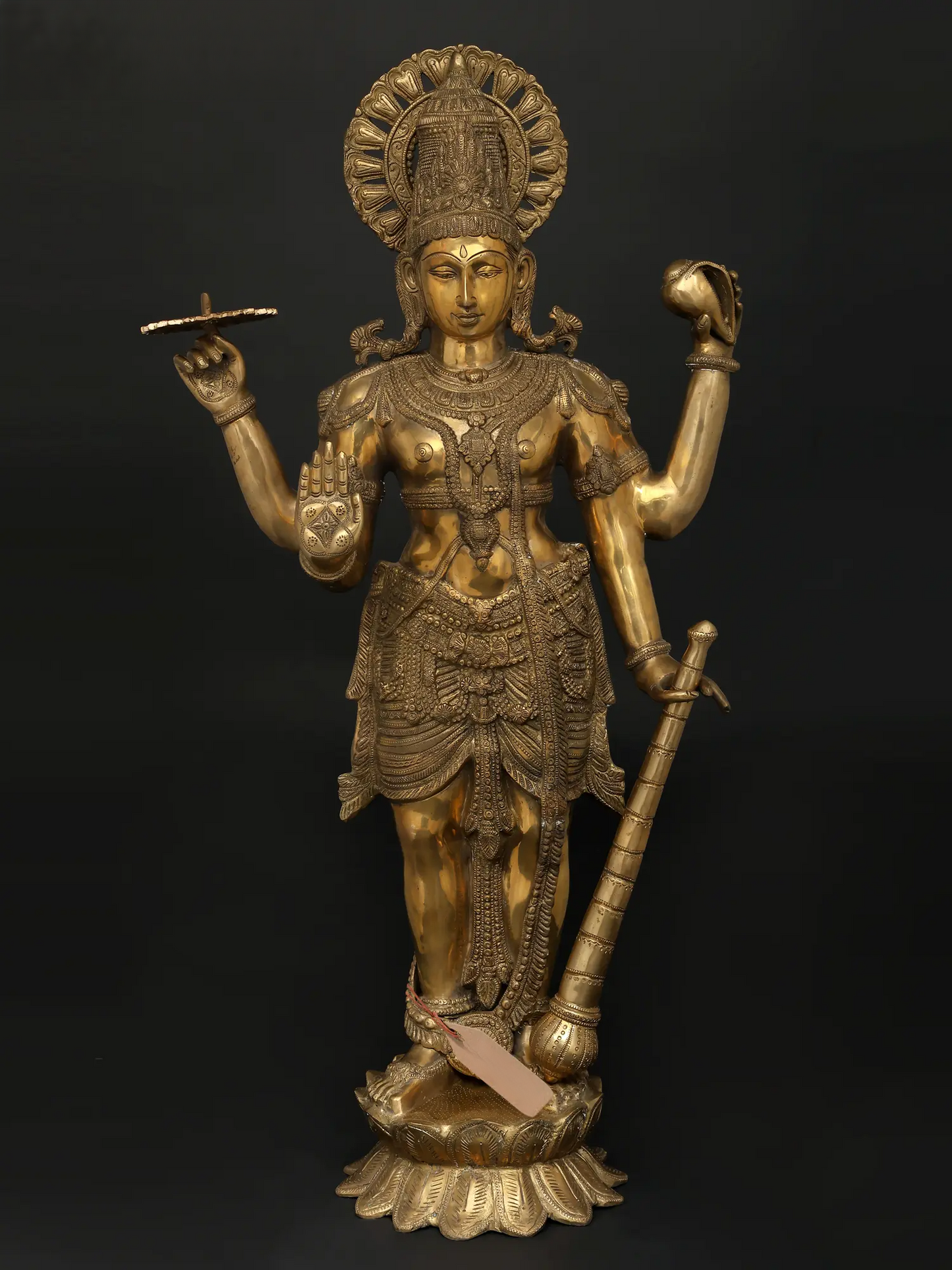 ब्रसौरा® ब्रास विष्णु प्रतिमा | ऊँचाई 38 इंच और वज़न 28.54 किग्रा