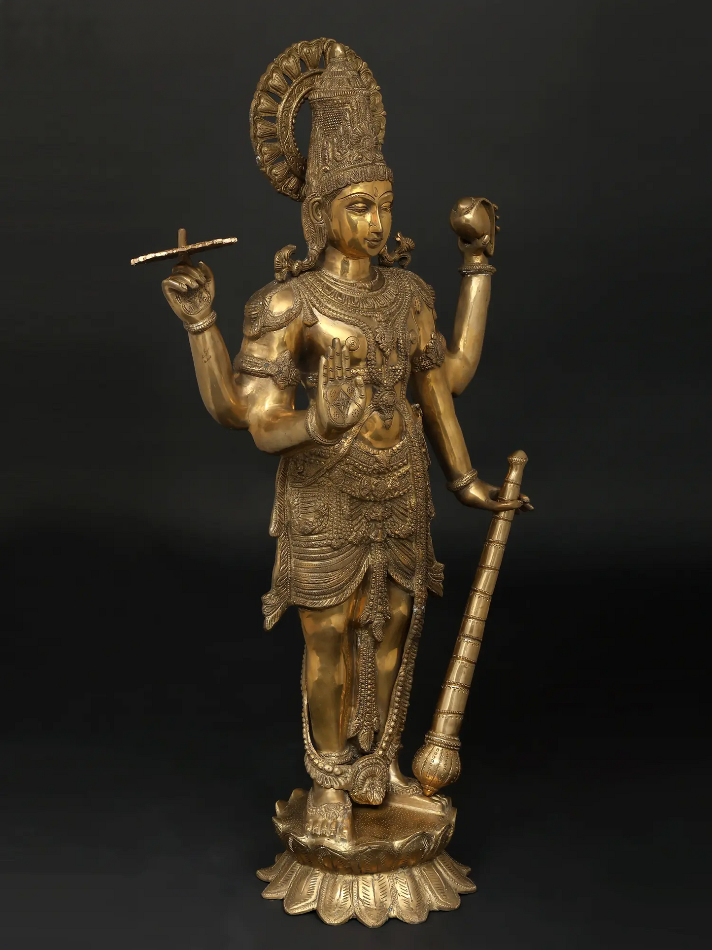 ब्रसौरा® ब्रास विष्णु प्रतिमा | ऊँचाई 38 इंच और वज़न 28.54 किग्रा