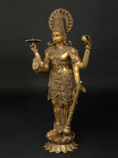 ब्रसौरा® ब्रास विष्णु प्रतिमा | ऊँचाई 38 इंच और वज़न 28.54 किग्रा