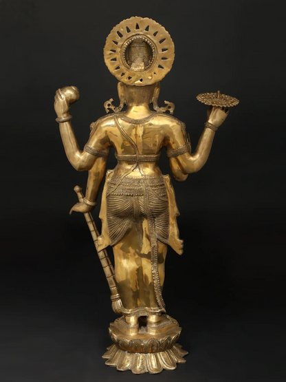 ब्रसौरा® ब्रास विष्णु प्रतिमा | ऊँचाई 38 इंच और वज़न 28.54 किग्रा