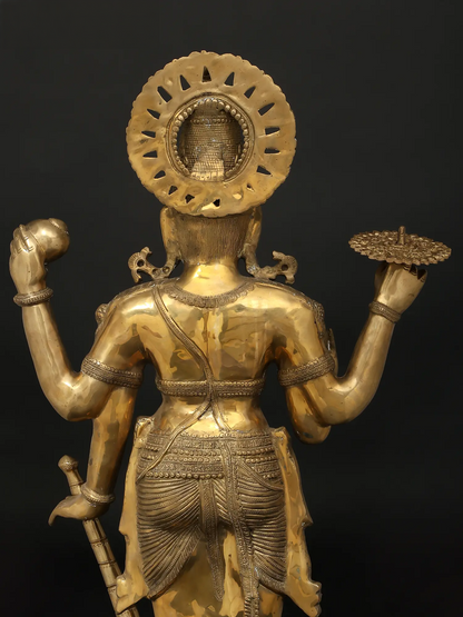 ब्रसौरा® ब्रास विष्णु प्रतिमा | ऊँचाई 38 इंच और वज़न 28.54 किग्रा