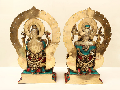 Brassaura™ Lakshmi & Ganesha Idol Set with Inlay Stonework | Height 22 Inches & Weight 44 kgs