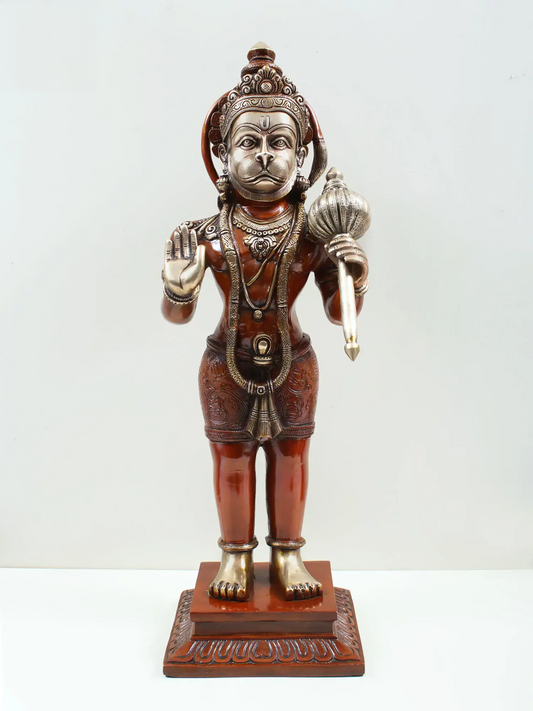 ब्रासोरा® खड़ी आशीर्वाद हनुमान प्रतिमा | पीतल | ऊँचाई 23.23 इंच और वज़न 12.09 किग्रा