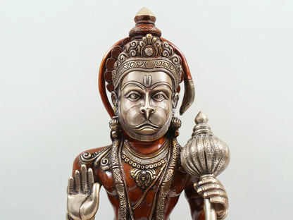 Brassaura® Standing Blessing Hanuman Statue | Brass | Height 23.23 Inches & Weight 12.09 kgs