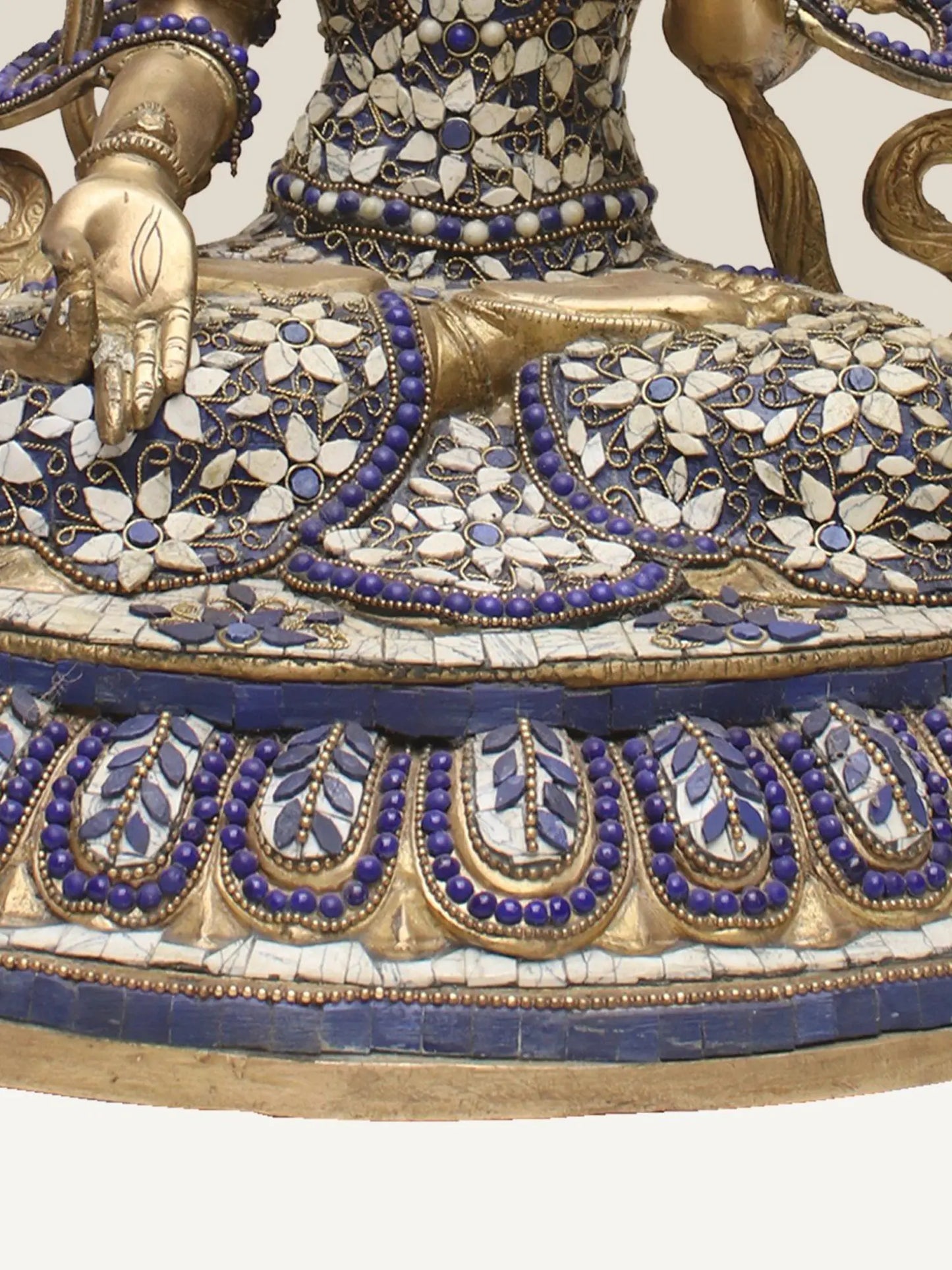 Brassaura® Brass Goddess Tara Statue with Stonework | Height 17.91 Inches & Weight 10.53 kg