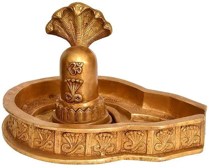 Brassaura™ Pure Brass Shivling– 8 Inch Height, 5.750 Kg Weight – Handcrafted Sacred Symbol of Lord Shiva