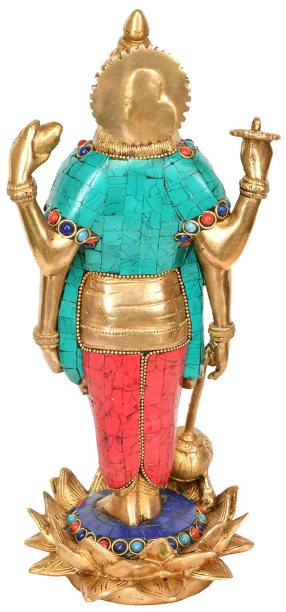 Brassaura® Brass Vishnu Statue | Height 12 Inches & Weight 3.57 kg