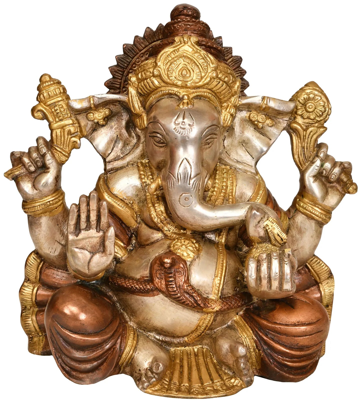Brassaura™ Seated Lord Ganesha Brass Statue | Height 8.7 Inches & Weight 5 kgs