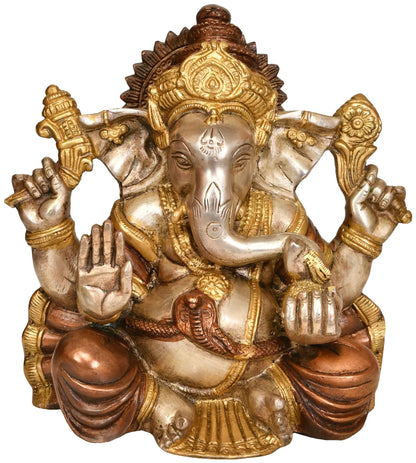 Brassaura™ Seated Lord Ganesha Brass Statue | Height 8.7 Inches & Weight 5 kgs