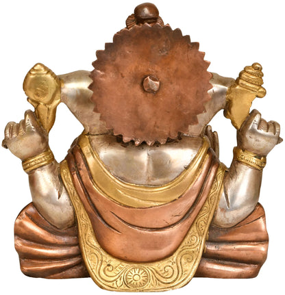 Brassaura™ Seated Lord Ganesha Brass Statue | Height 8.7 Inches & Weight 5 kgs