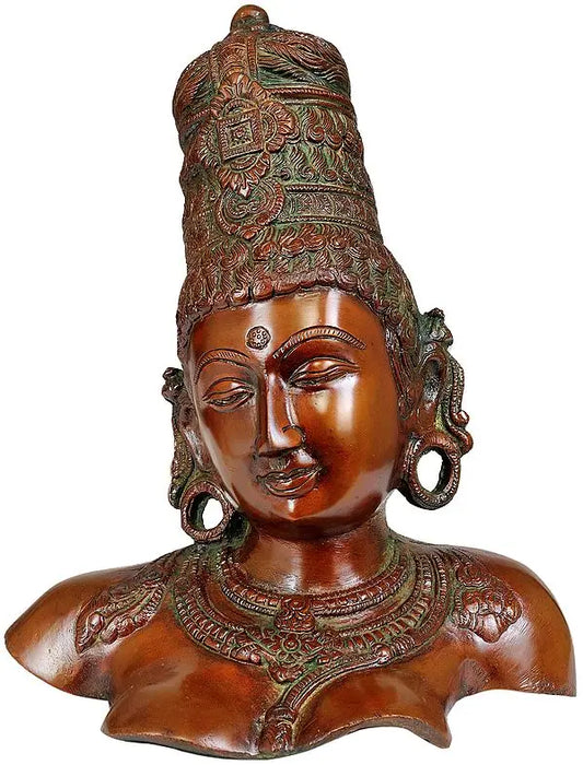 Brassaura® Brass Parvati Head Sculpture | Height 12.0 Inches & Weight 5 kg