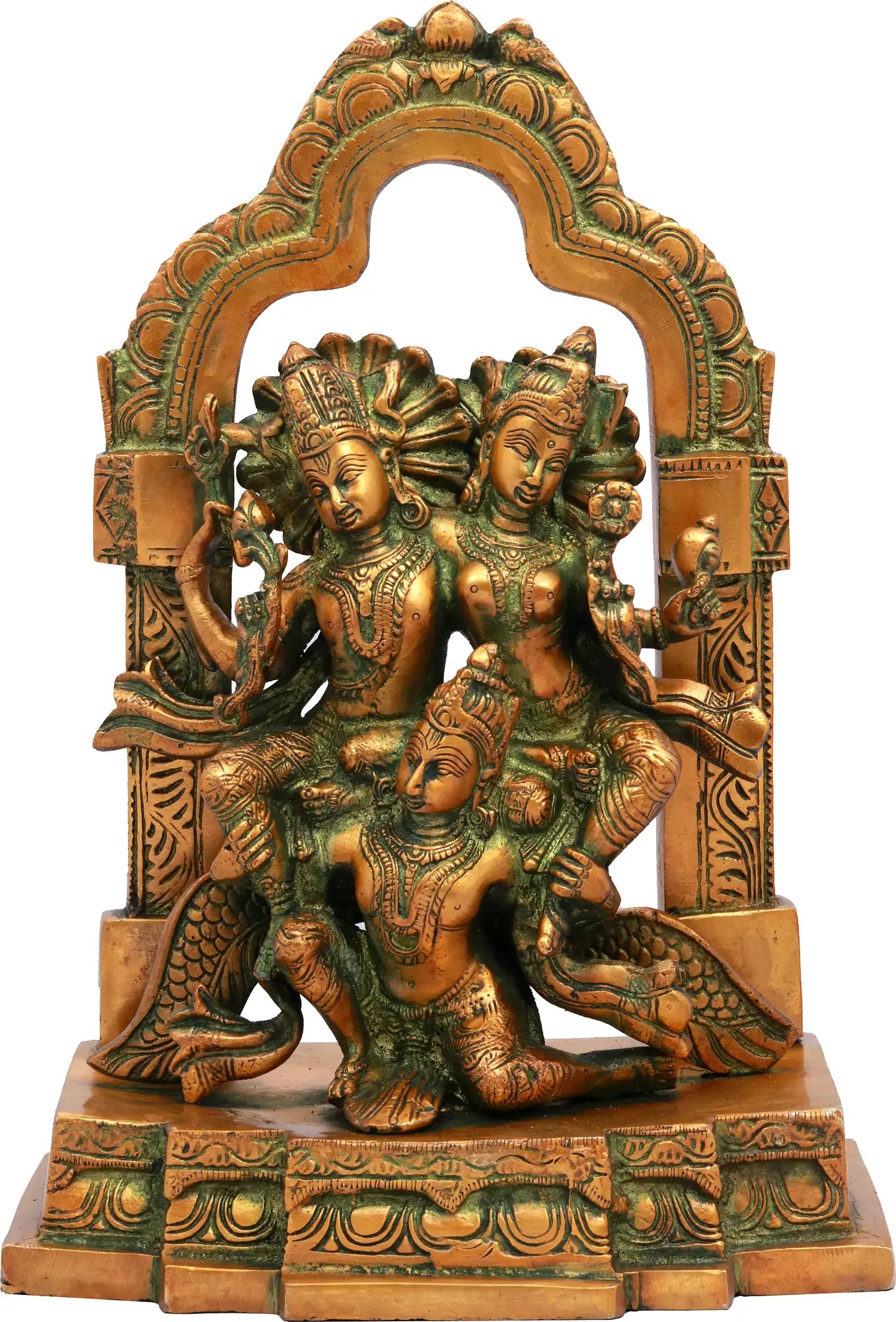 Brassaura® Brass Lakshmi Narayana on Garuda Statue | Height 12 Inches & Weight 5.24 kg