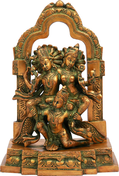 Brassaura® Brass Lakshmi Narayana on Garuda Statue | Height 12 Inches & Weight 5.24 kg