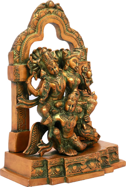 Brassaura® Brass Lakshmi Narayana on Garuda Statue | Height 12 Inches & Weight 5.24 kg