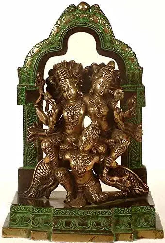 Brassaura® Brass Lakshmi Narayana on Garuda Statue | Height 12 Inches & Weight 5.24 kg