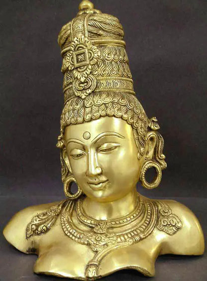 Brassaura® Devi Uma Parvati Bust Sculpture | Brass Statue | Height 12.60 Inches & Weight 5 kgs