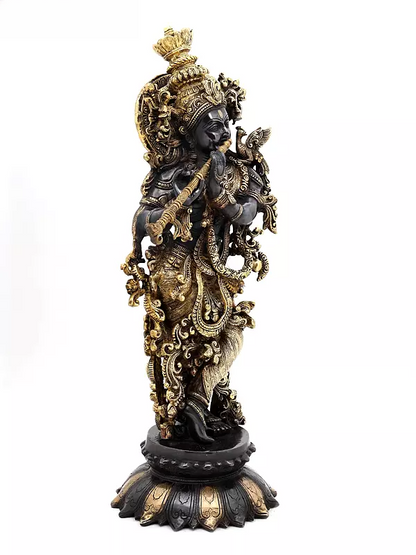 Brassaura® Brass Krishna Statue | Height 27 Inches & Weight 14.80 kg