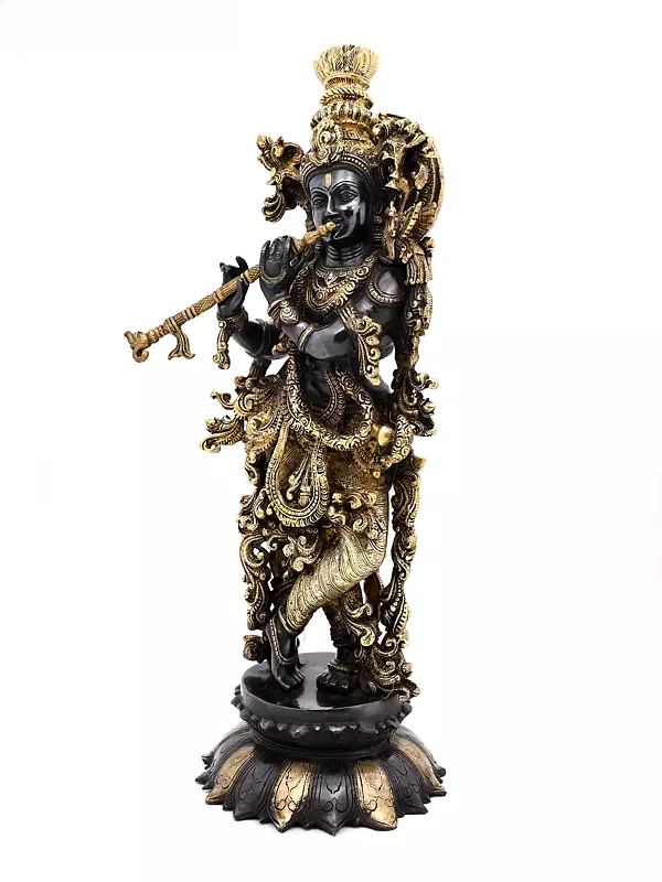 Brassaura® Brass Krishna Statue | Height 27 Inches & Weight 14.80 kg