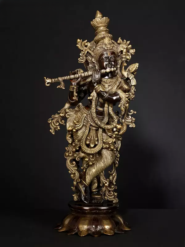 Brassaura® Brass Krishna Statue | Height 27 Inches & Weight 14.80 kg