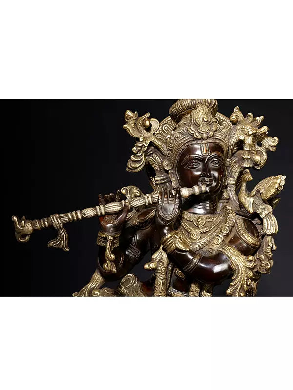 Brassaura® Brass Krishna Statue | Height 27 Inches & Weight 14.80 kg