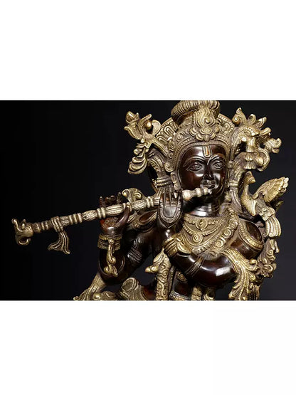 Brassaura® Brass Krishna Statue | Height 27 Inches & Weight 14.80 kg