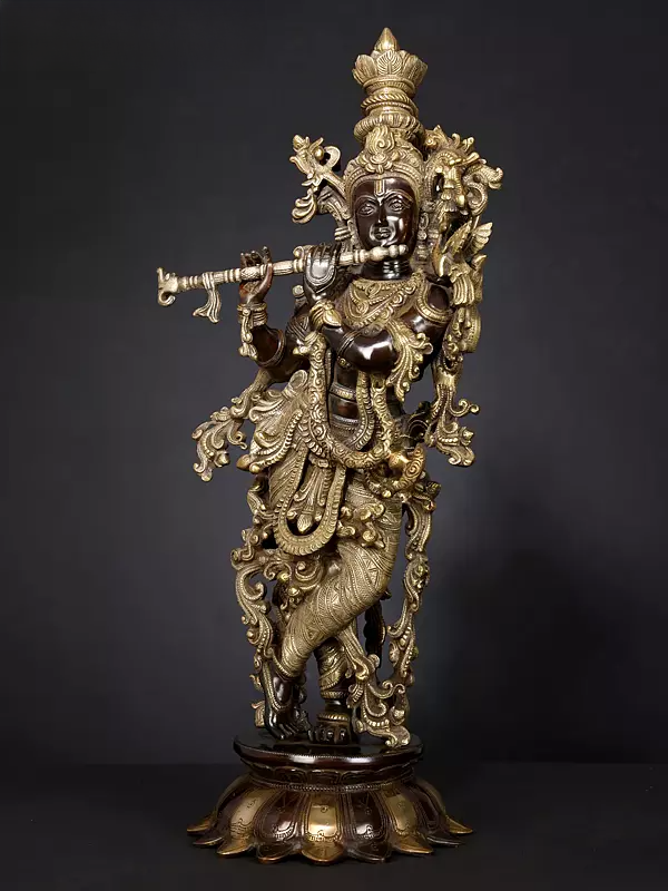 Brassaura® Brass Krishna Statue | Height 27 Inches & Weight 14.80 kg
