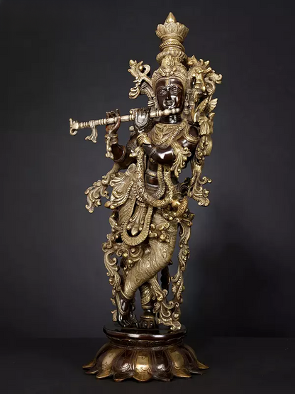 Brassaura® Brass Krishna Statue | Height 27 Inches & Weight 14.80 kg