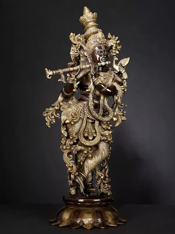 Brassaura® Brass Krishna Statue | Height 27 Inches & Weight 14.80 kg