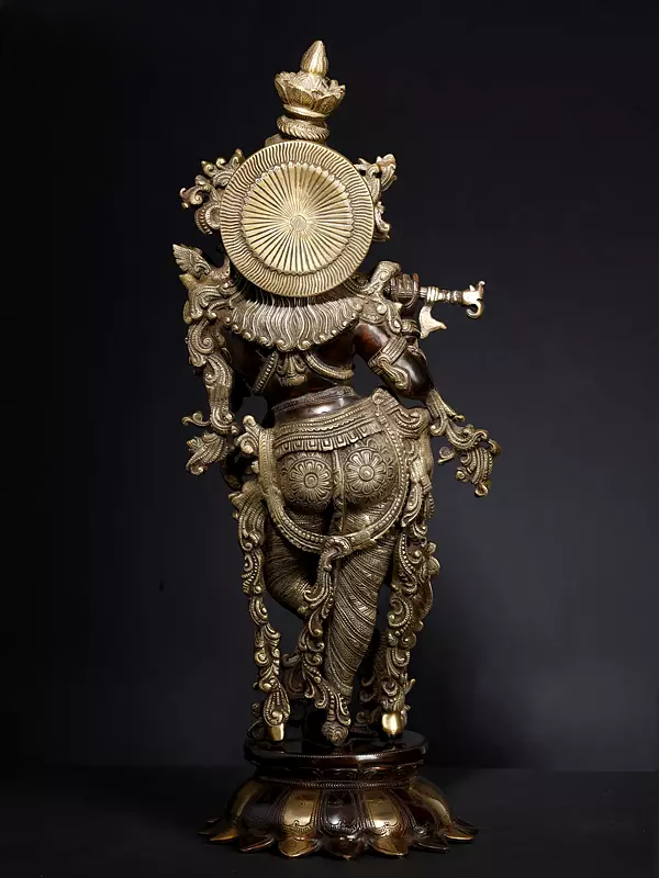Brassaura® Brass Krishna Statue | Height 27 Inches & Weight 14.80 kg