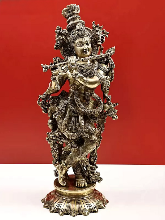 Brassaura® Brass Krishna Statue | Height 27 Inches & Weight 14.80 kg