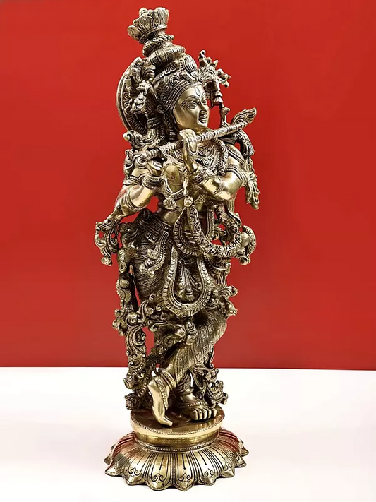 Brassaura® Brass Krishna Statue | Height 27 Inches & Weight 14.80 kg