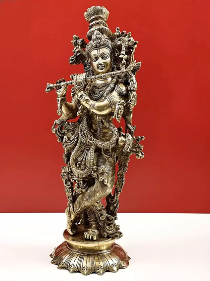 Brassaura® Brass Krishna Statue | Height 27 Inches & Weight 14.80 kg