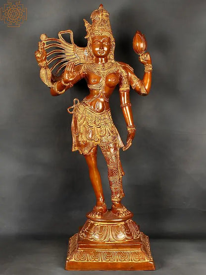 Brassaura® Brass Ardhanarishwara Statue | Height 38.5 Inches & Weight 26.28 kg