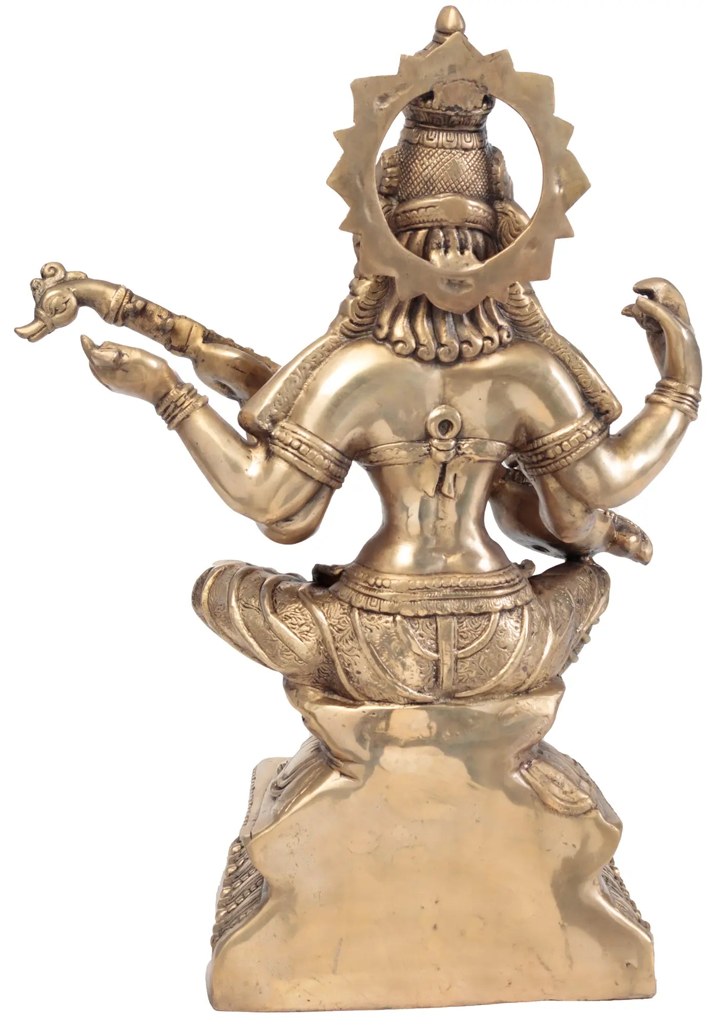 Brassaura® Goddess Saraswati Seated with Veena | Pure Brass Statue | Height 29 Inches & Weight 31.20 kgs