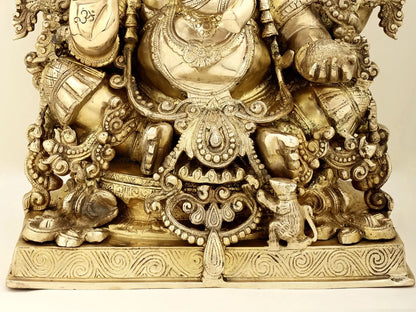 Brassaura® Majestic Seated Ganesha with Ornate Prabhavali | Height 19.29 Inches & Weight 24.50 kgs