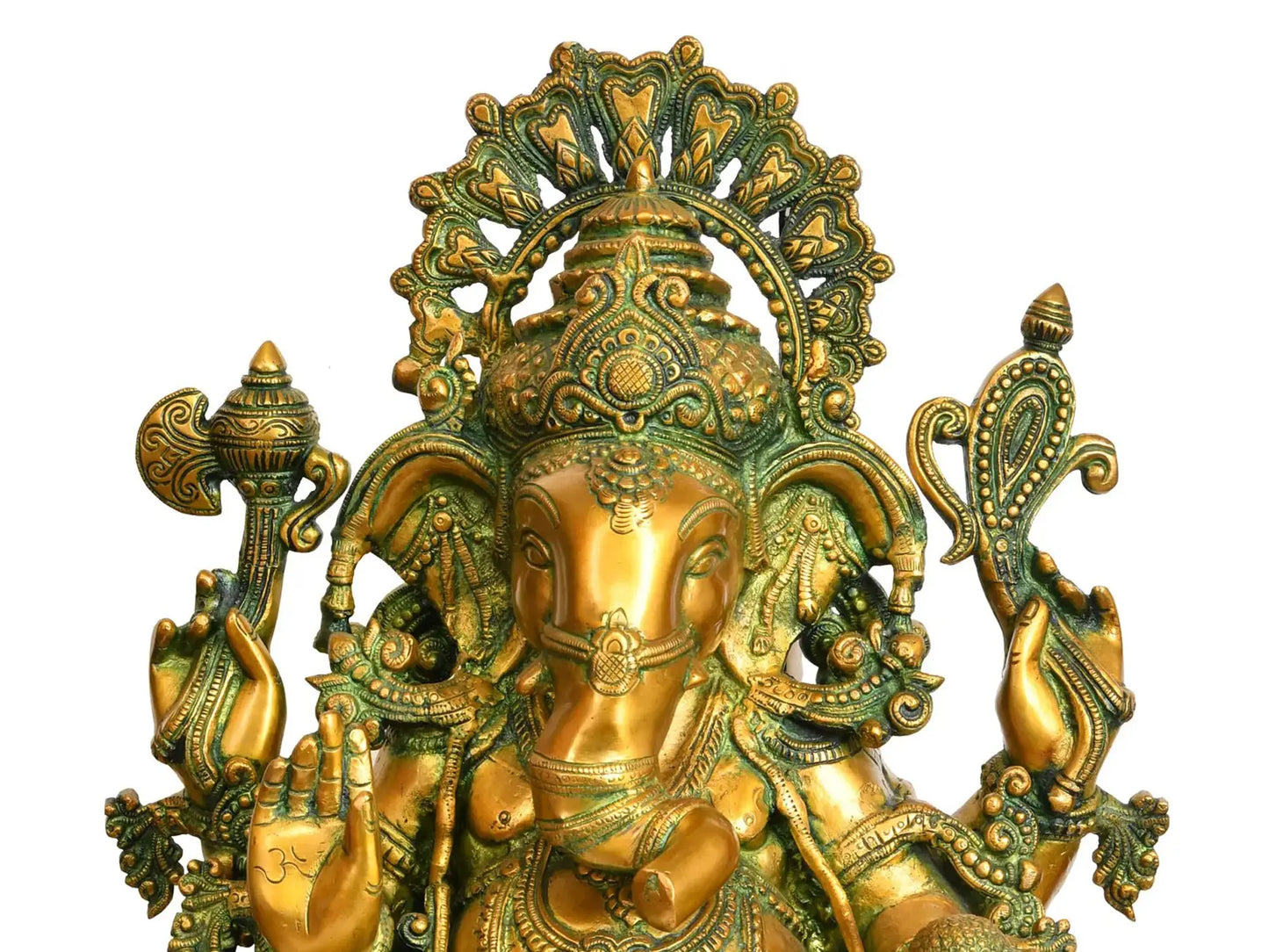 Brassaura® Majestic Seated Ganesha with Ornate Prabhavali | Height 19.29 Inches & Weight 24.50 kgs