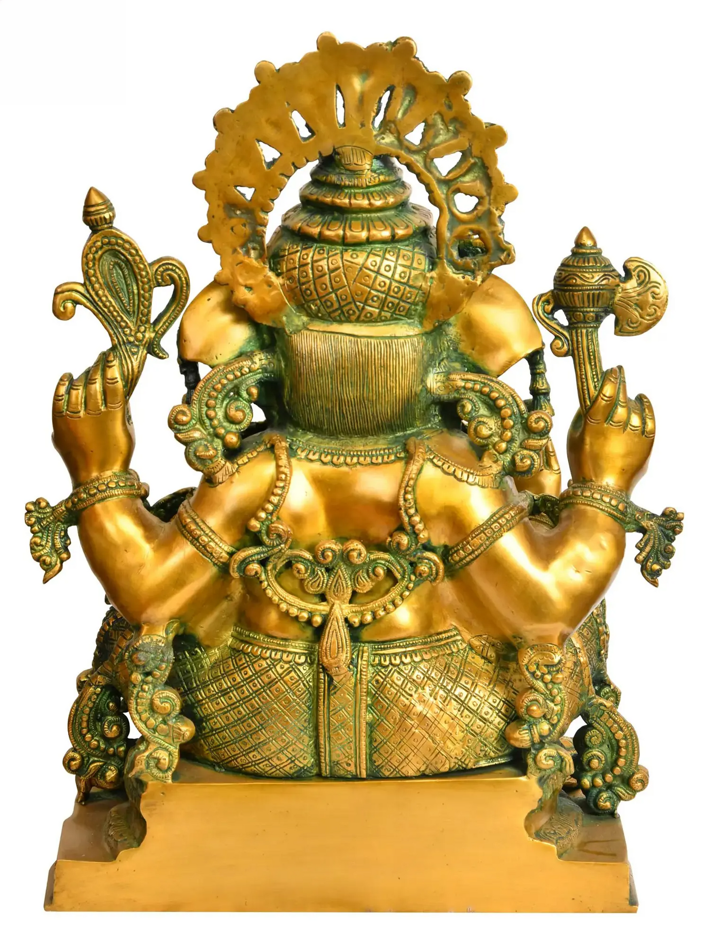 Brassaura® Majestic Seated Ganesha with Ornate Prabhavali | Height 19.29 Inches & Weight 24.50 kgs