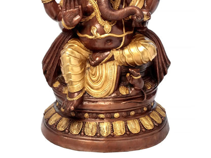 Brassaura® Grand Lord Ganesha in Blessing Posture | Dual Tone Brass Statue | Height 35.24 Inches & Weight 48.80 kgs