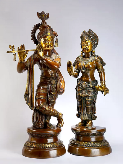 Brassaura® Brass Radha Krishna Statue | Height 36 Inches & Weight 44.57 kg