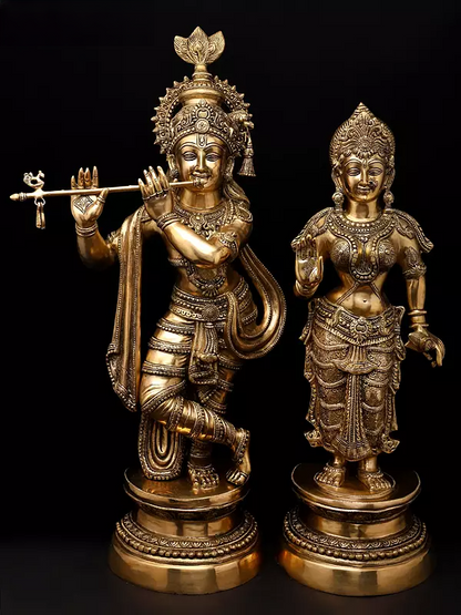 Brassaura® Brass Radha Krishna Statue | Height 36 Inches & Weight 44.57 kg