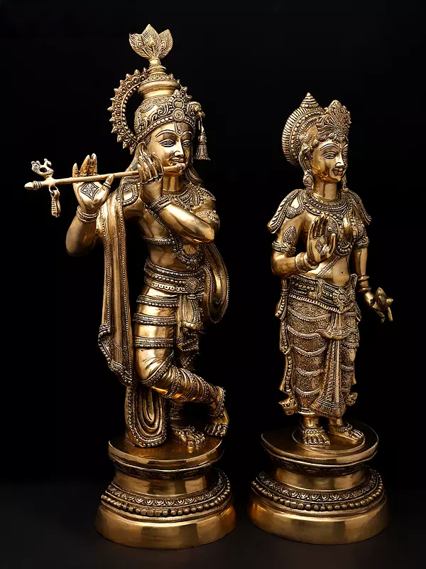 Brassaura® Brass Radha Krishna Statue | Height 36 Inches & Weight 44.57 kg