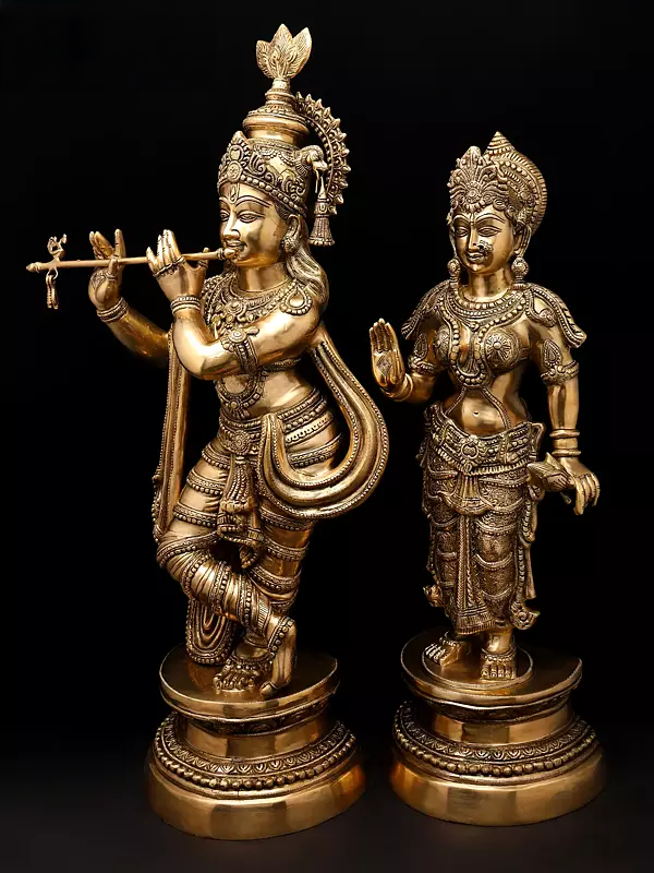 Brassaura® Brass Radha Krishna Statue | Height 36 Inches & Weight 44.57 kg