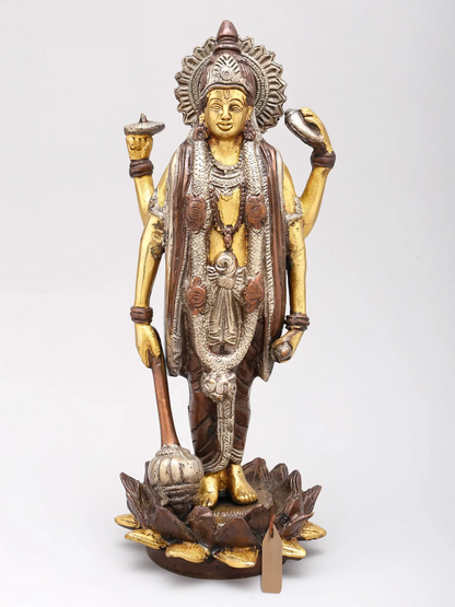 Brassaura® Brass Vishnu Statue | Height 12 Inches & Weight 3.60 kg
