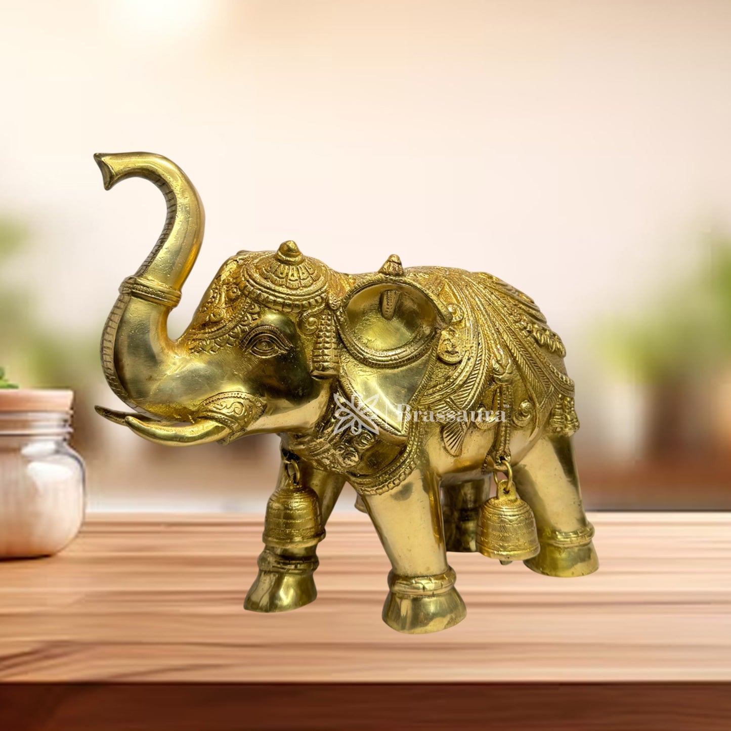 Brass Big Size Elephant Idol for Home and Decor Weight 11.5 Kg Height 29 cm