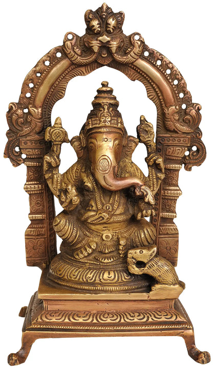 Brassaura™ Brass Lord Ganesha Idol | Height 7.5 Inches & Weight 2.80 kgs